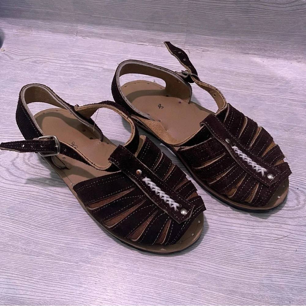 Brown Strappy Sandals with Buckle